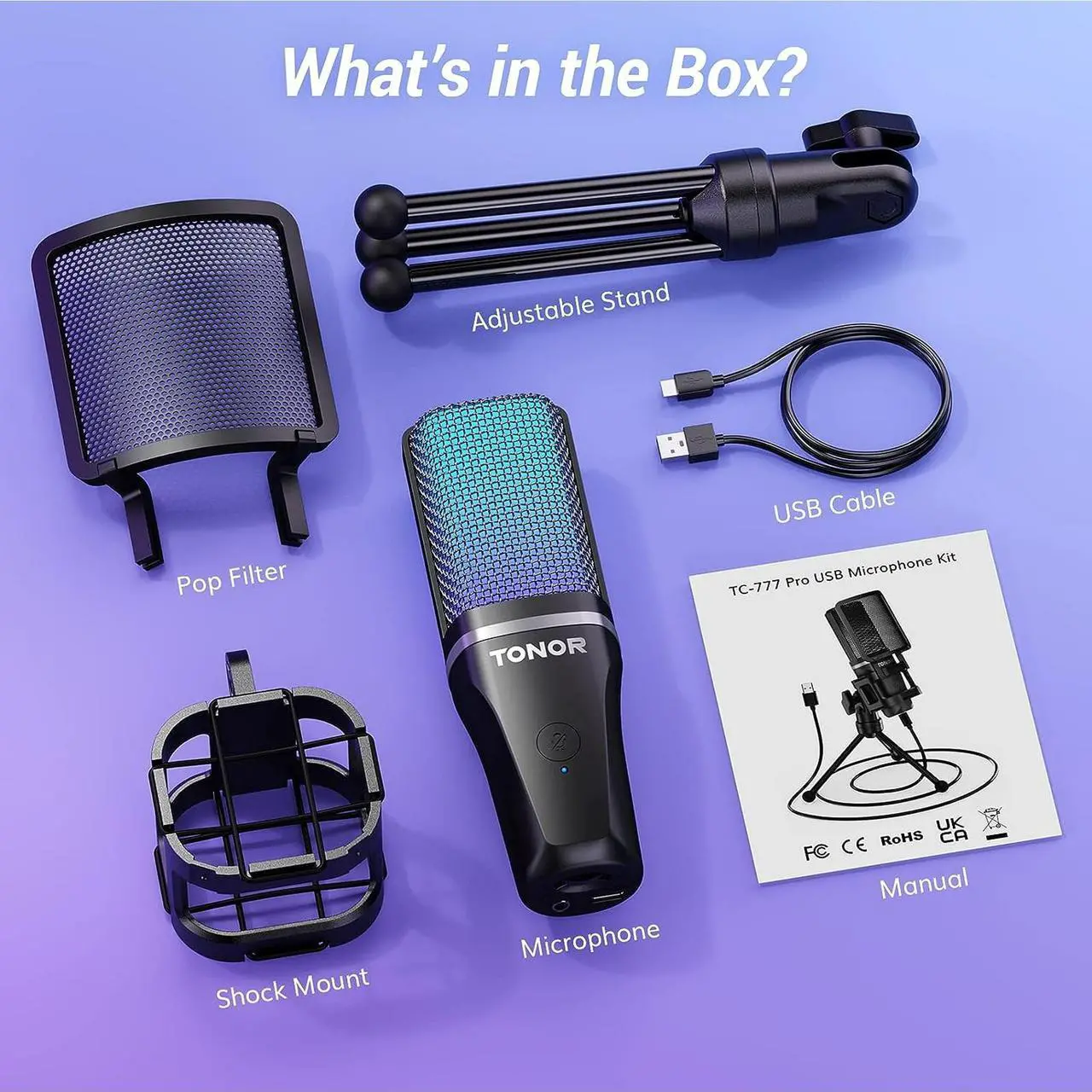 Alt view image 7 of 7 - USB Microphone Computer Gaming Condenser Mic, Noise-Canceling Zero Latency Monitoring ORCA001