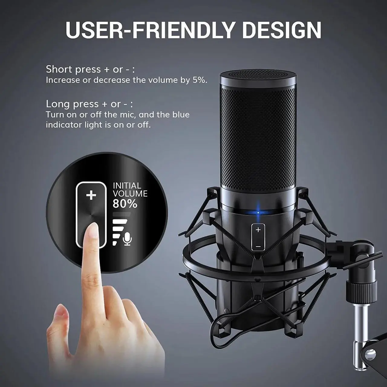 Alt view image 4 of 7 - USB Gmaing Microphone, PC Streaming Mic Kit for PS4/5/Discord/Twitch Gamer, with Arm Stand Q9
