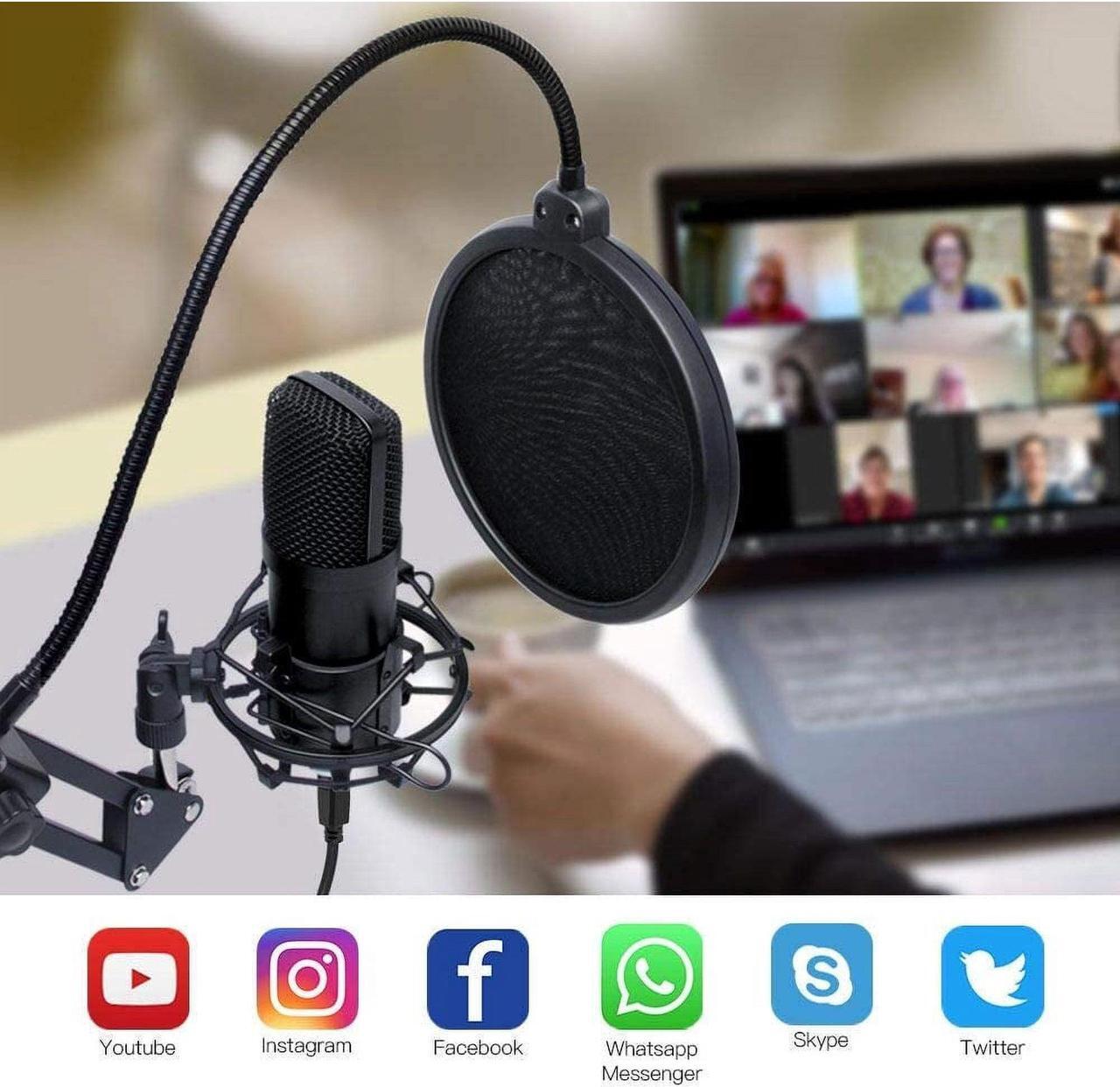 Alt view image 2 of 7 - PC Streaming Podcast Microphone Kit with Arm Stand & Pop Filter, Professional Condenser Mic Kit for Recording, Gaming, Singing, YouTube