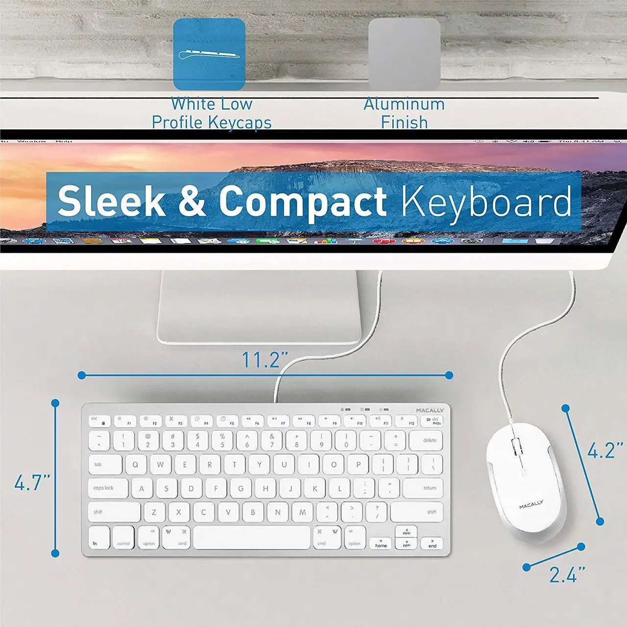 Alt view image 7 of 7 - USB Wired Keyboard and Mouse Combo for Mac and PC - Save Space with a Compact Small Mac Keyboard and Mouse for MacBook Pro/Air, iMac, Mac Mini/Pro - Compatible Apple Keyboard and Mouse