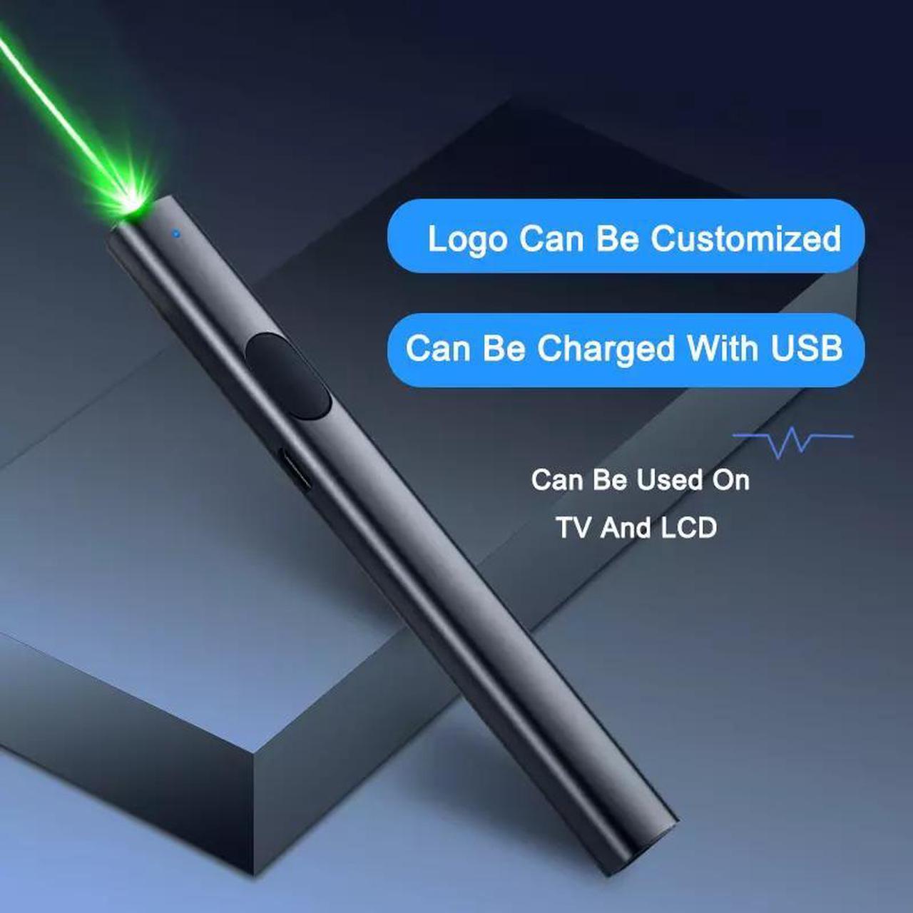 Main image of Green Laser Pointer Pen Visible Beam USB Charge Long Range Teaching Meeting Cat