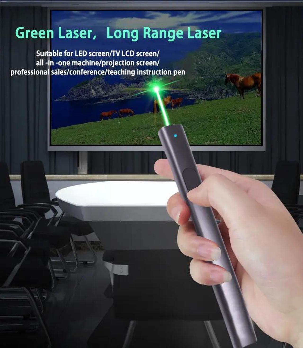 Alt view image 7 of 7 - Green Laser Pointer Pen Visible Beam USB Charge Long Range Teaching Meeting Cat