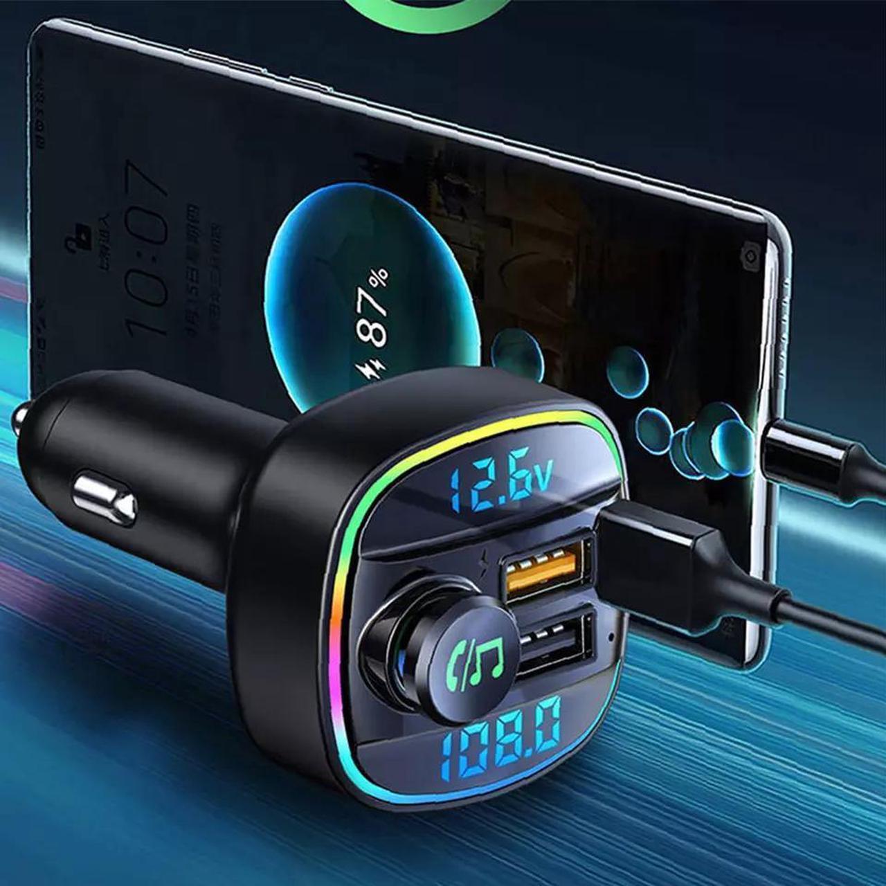 Alt view image 7 of 7 - Bluetooth 5.0 Car Wireless FM Transmitter Adapter USB PD Charger AUX Hands-Free