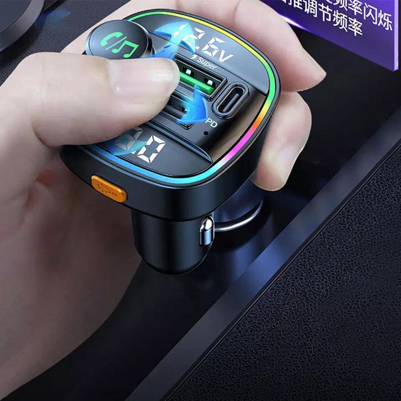 Alt view image 5 of 7 - Bluetooth 5.0 Car Wireless FM Transmitter Adapter USB PD Charger AUX Hands-Free
