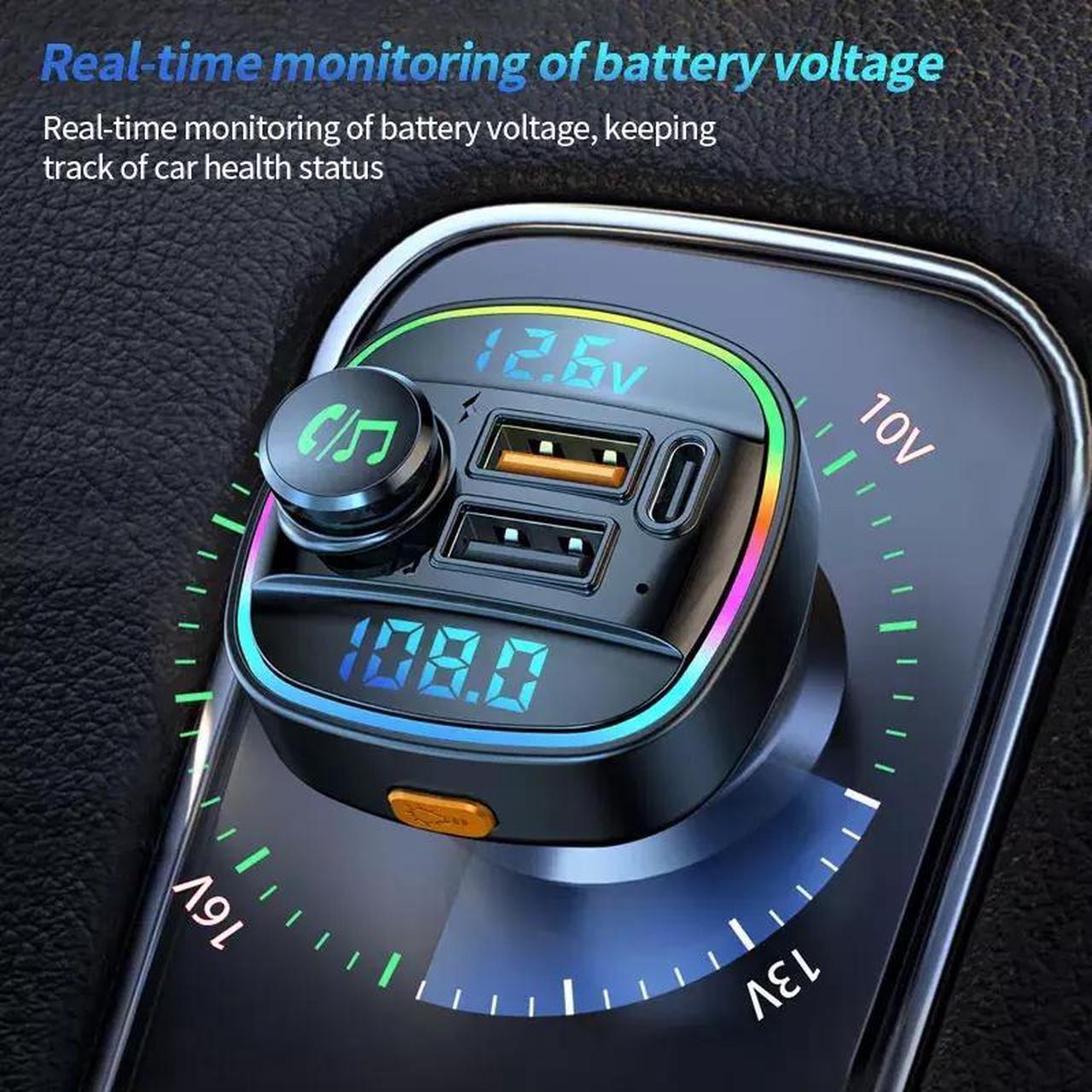 Alt view image 6 of 7 - Bluetooth 5.0 Car Wireless FM Transmitter Adapter USB PD Charger AUX Hands-Free