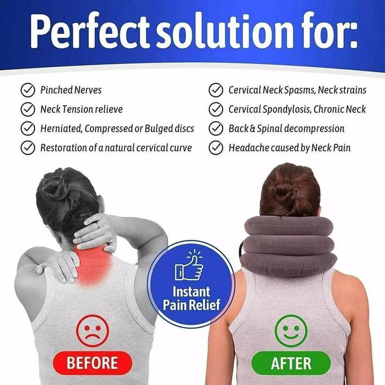 Alt view image 6 of 7 - Cervical Neck Traction Device Collar Brace Support Pain Relief Stretcher Therapy