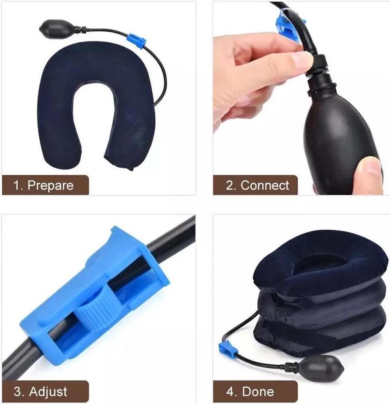 Alt view image 5 of 7 - Cervical Neck Traction Device Collar Brace Support Pain Relief Stretcher Therapy