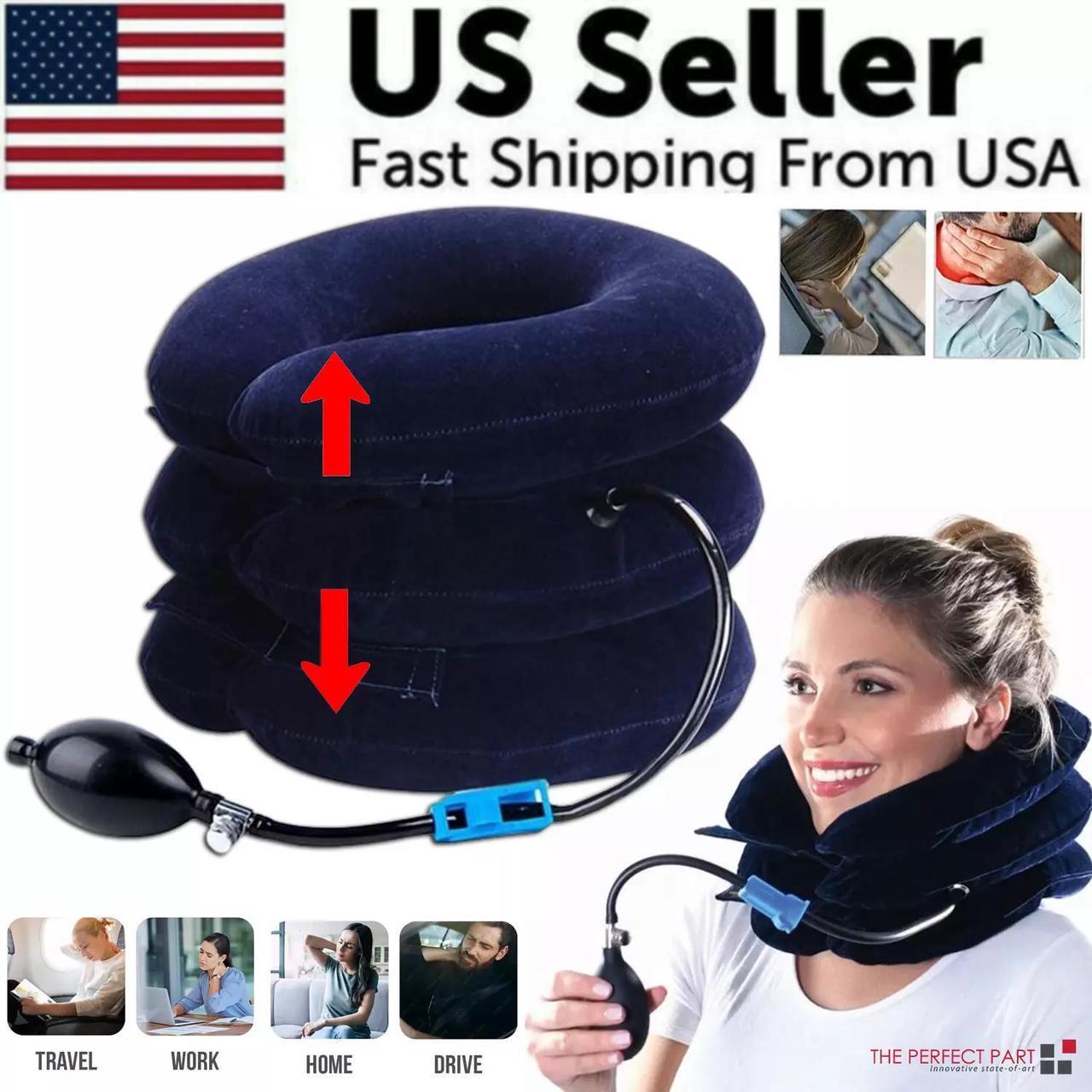 Main image of Cervical Neck Traction Device Collar Brace Support Pain Relief Stretcher Therapy