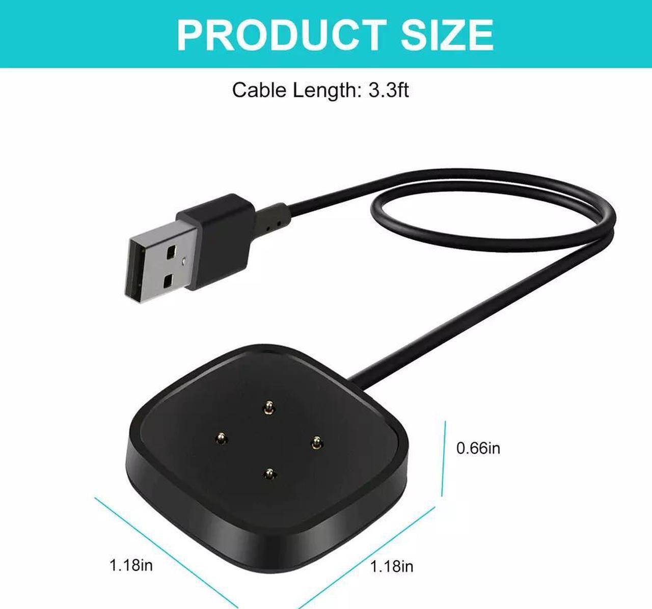 Alt view image 6 of 7 - Wireless Charger For Fitbit Sense Versa 3 4 Watch USB Fast Charging Dock Cable