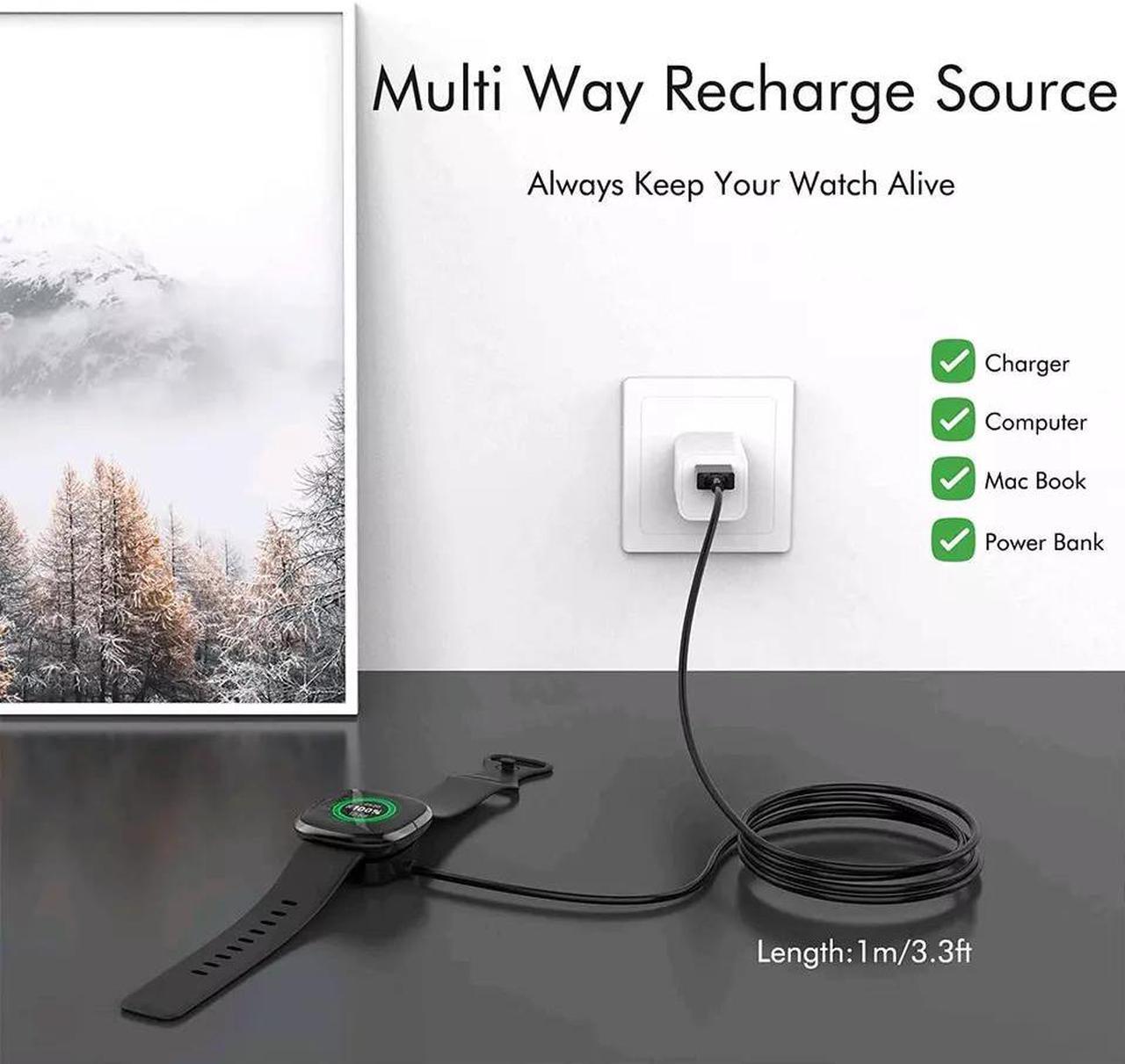 Alt view image 4 of 7 - Wireless Charger For Fitbit Sense Versa 3 4 Watch USB Fast Charging Dock Cable