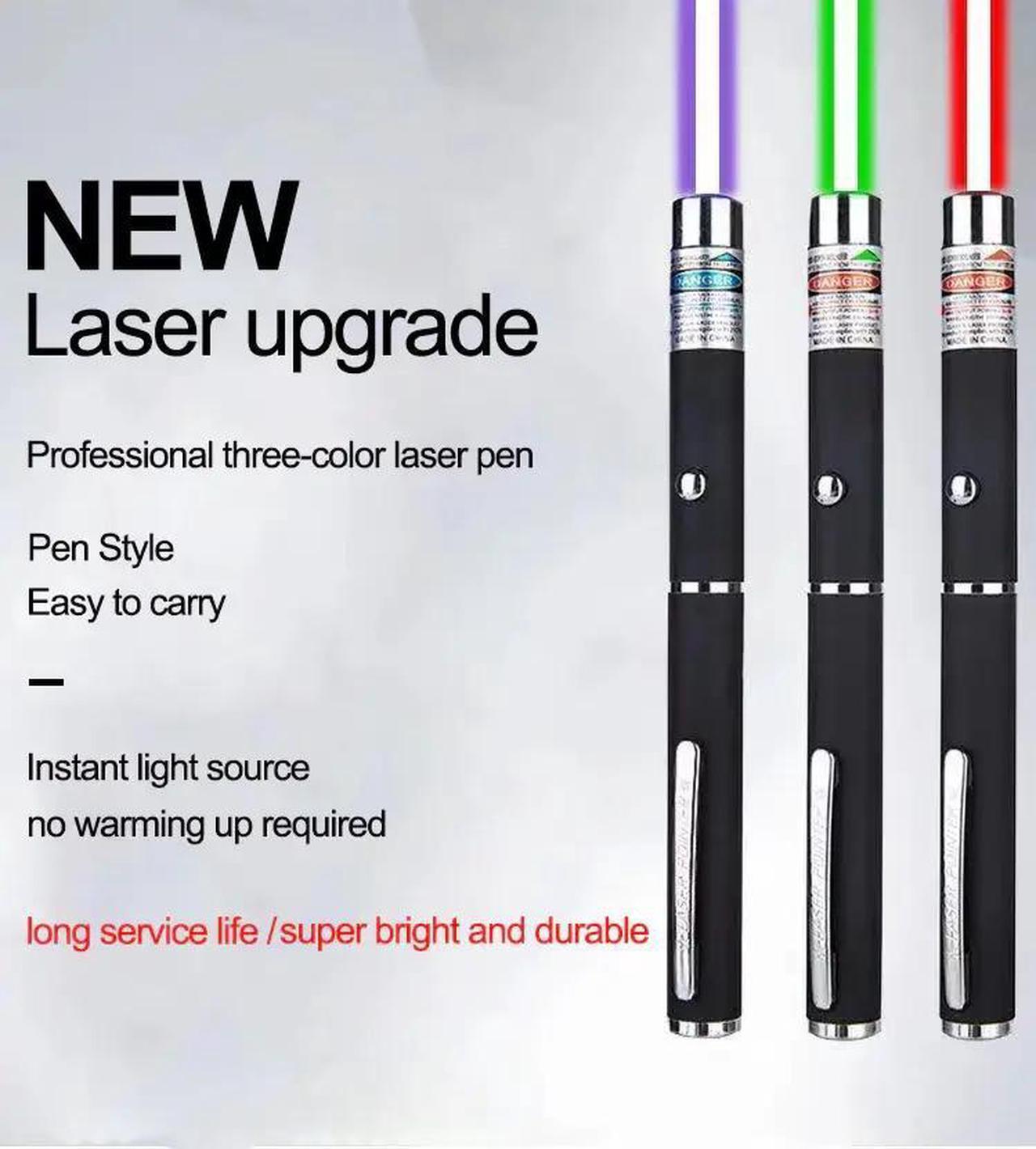 Alt view image 2 of 7 - 3 Packs 900Mile Laser Pointer Pen Green Blue Red Light Visible Beam Lazer