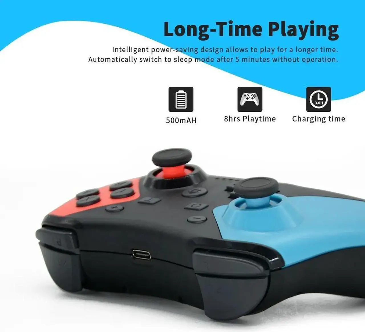 Alt view image 4 of 6 - For Nintendo Switch Wireless Pro Controller Gamepad Joypad Joystick Remote Gift