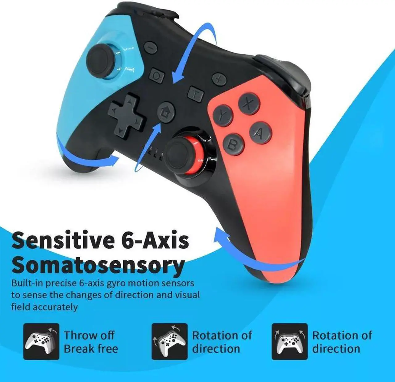 Alt view image 5 of 6 - For Nintendo Switch Wireless Pro Controller Gamepad Joypad Joystick Remote Gift