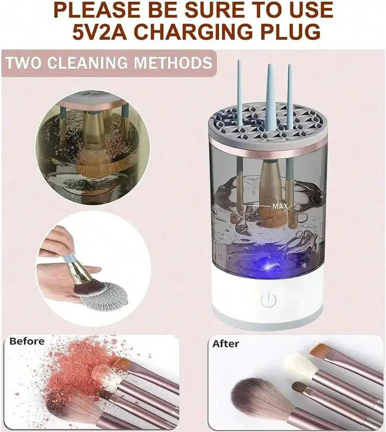 Alt view image 5 of 7 - Automatic Brush Cleaner Electric Makeup Brush Cleaning Machine Fast Clean Dryer
