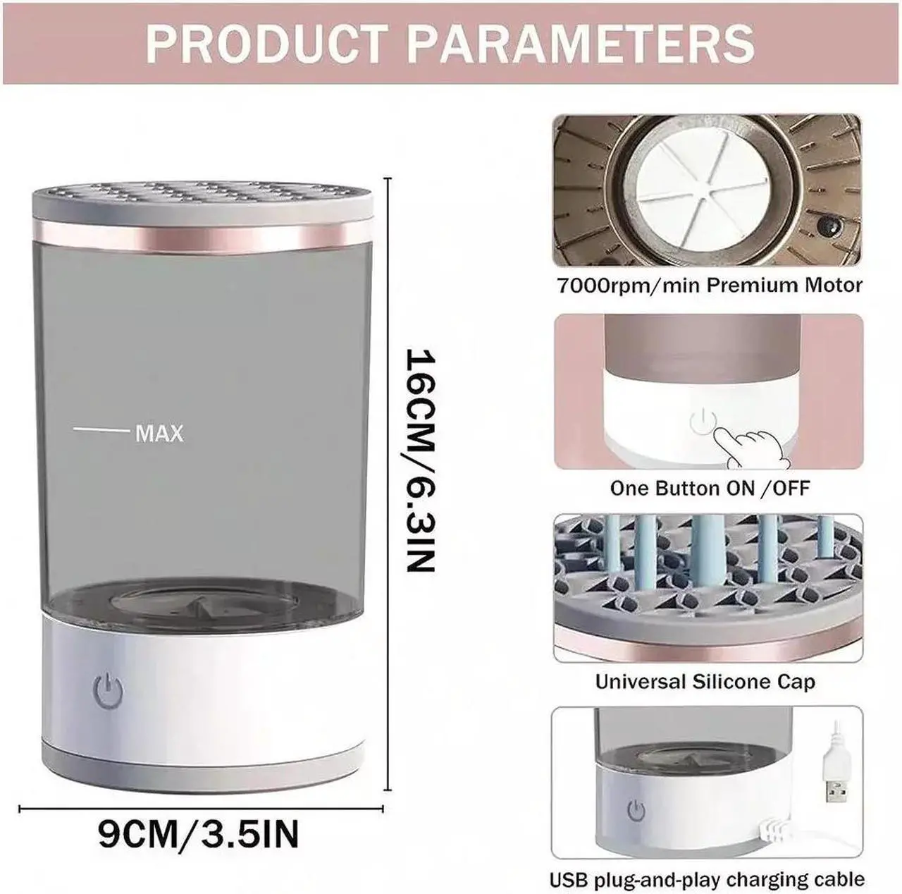Alt view image 6 of 7 - Automatic Brush Cleaner Electric Makeup Brush Cleaning Machine Fast Clean Dryer