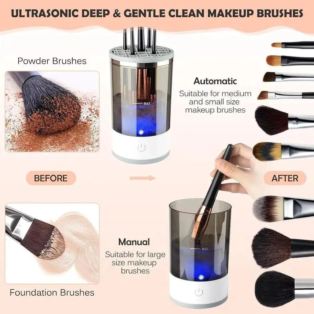 Alt view image 4 of 7 - Automatic Brush Cleaner Electric Makeup Brush Cleaning Machine Fast Clean Dryer
