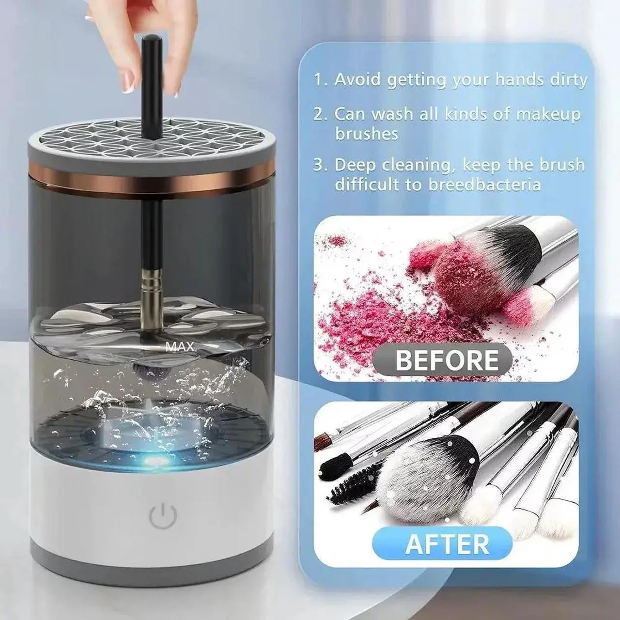 Alt view image 2 of 7 - Automatic Brush Cleaner Electric Makeup Brush Cleaning Machine Fast Clean Dryer