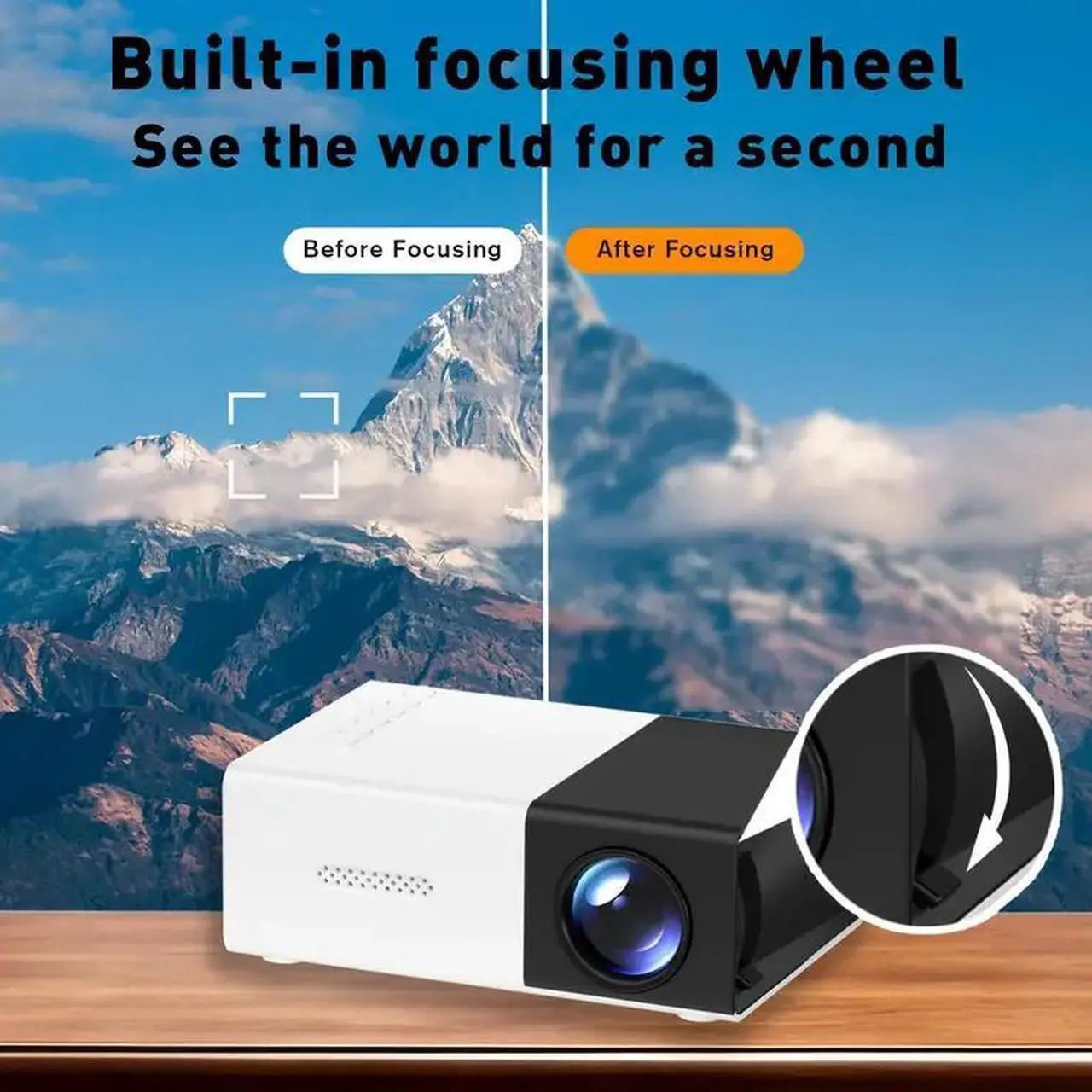 Alt view image 4 of 7 - Portable 4K HD Mini Projector with Built-in Speaker, Multi-Device Compatible for Outdoor Movie Nights, Camping, Office Meetings, and Halloween Gifts