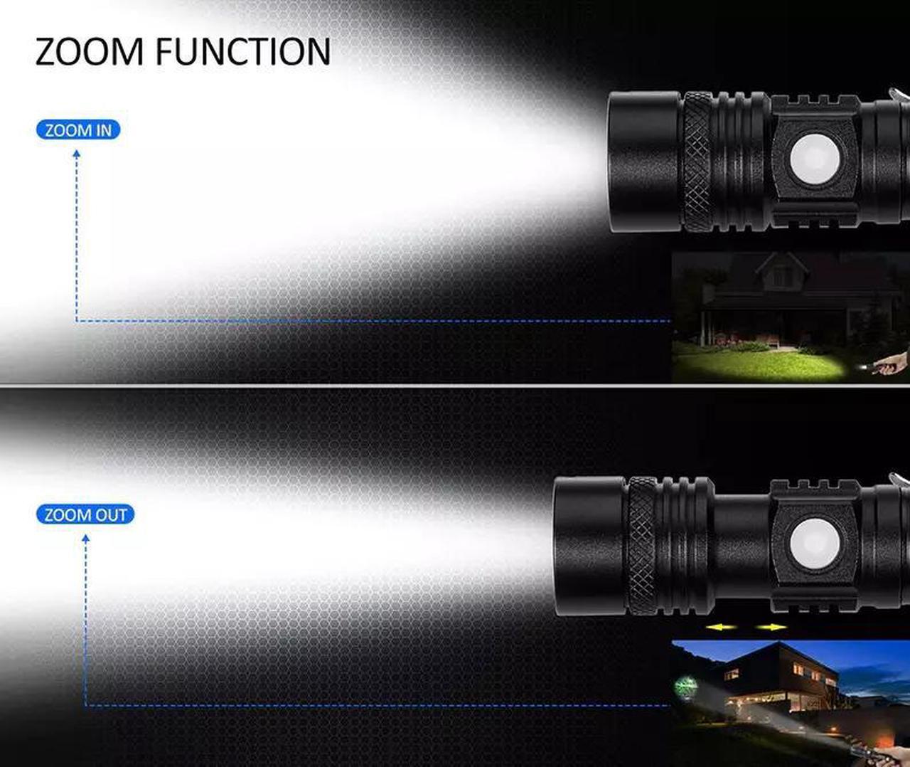 Alt view image 5 of 7 - Super Bright 90000LM LED Tactical Flashlight Zoomable With Rechargeable Battery