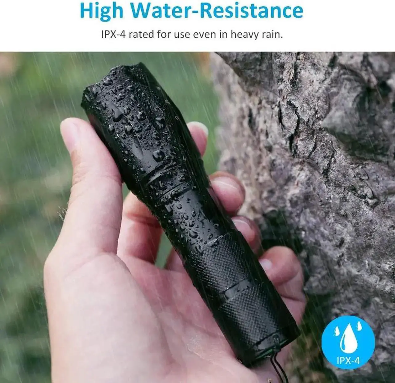 Alt view image 3 of 7 - Super-Bright 90000LM LED Tactical Flashlight 5 Modes Zoomable Torch Searchlight