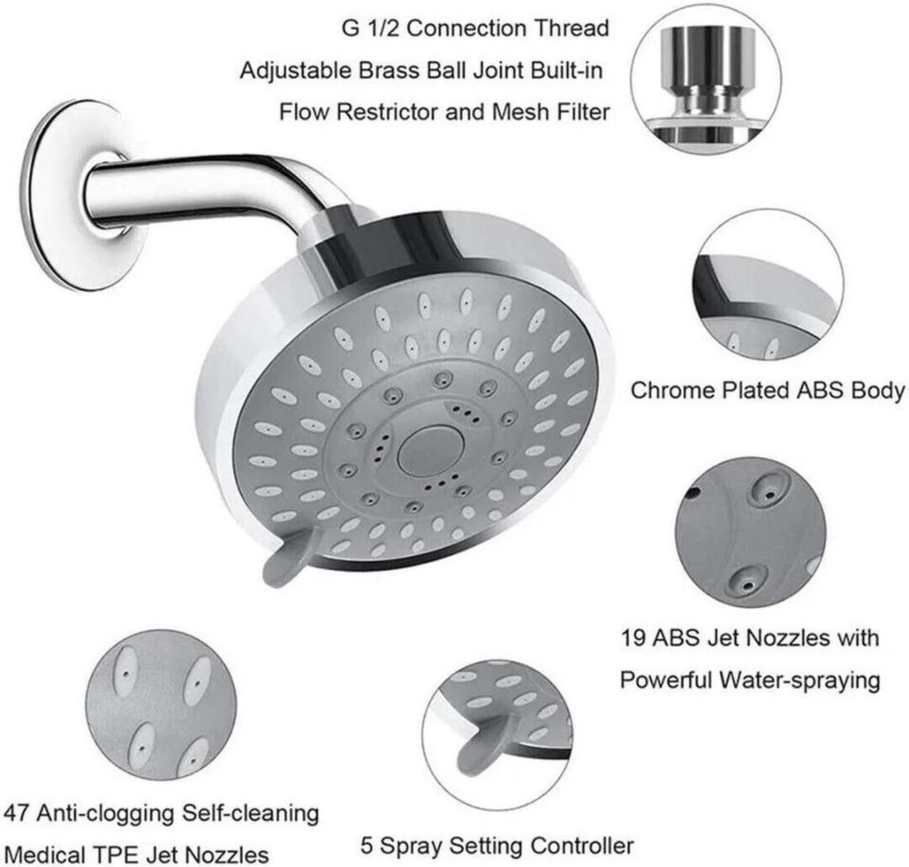 Alt view image 2 of 7 - Shower Heads Handheld Spray High Pressure Adjustable Showerhead Top Spray Bath