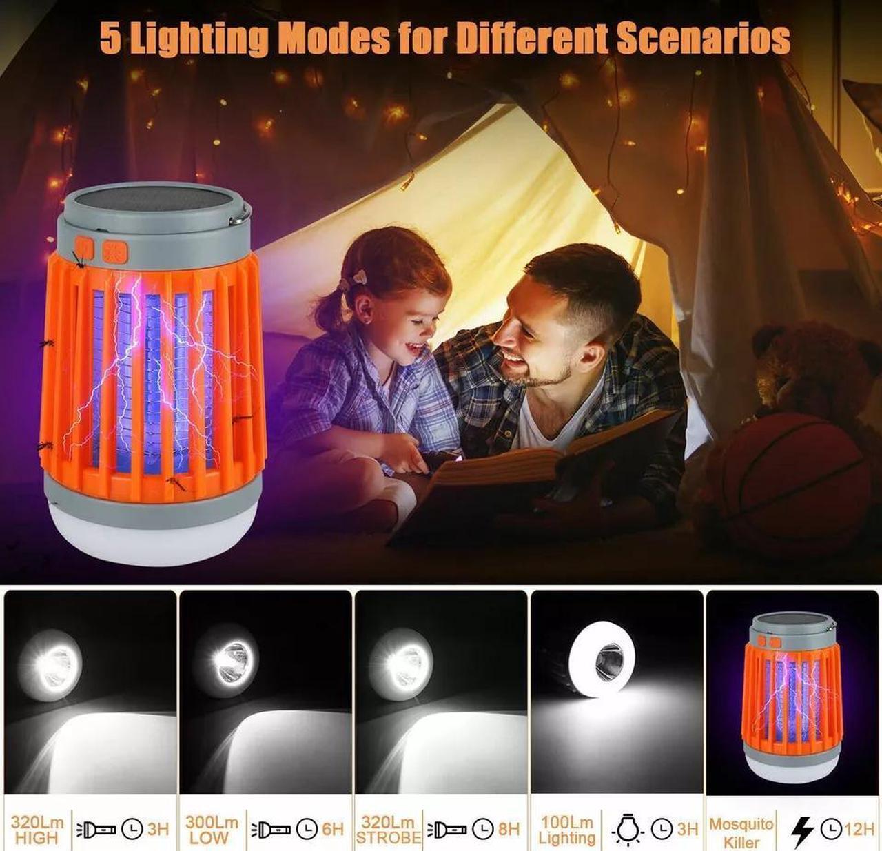 Alt view image 3 of 7 - Solar USB Mosquito Killer Light Electronic Fly Bug Insect Zapper Trap Pest Lamp