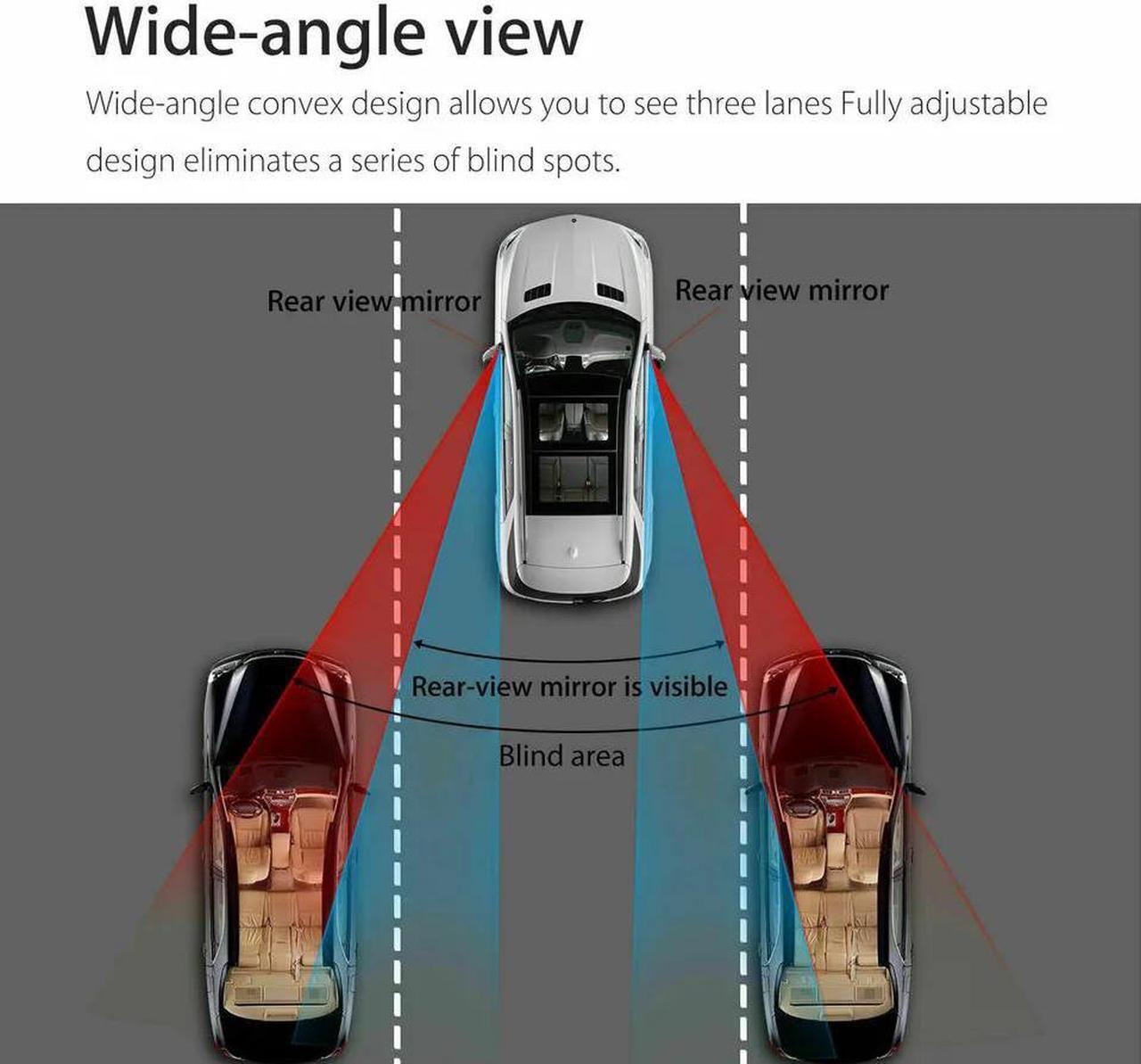 Alt view image 3 of 7 - 2x 360° Stick on Rear View Auxiliary Blind Spot Mirror Wide Angle Car Truck SUV