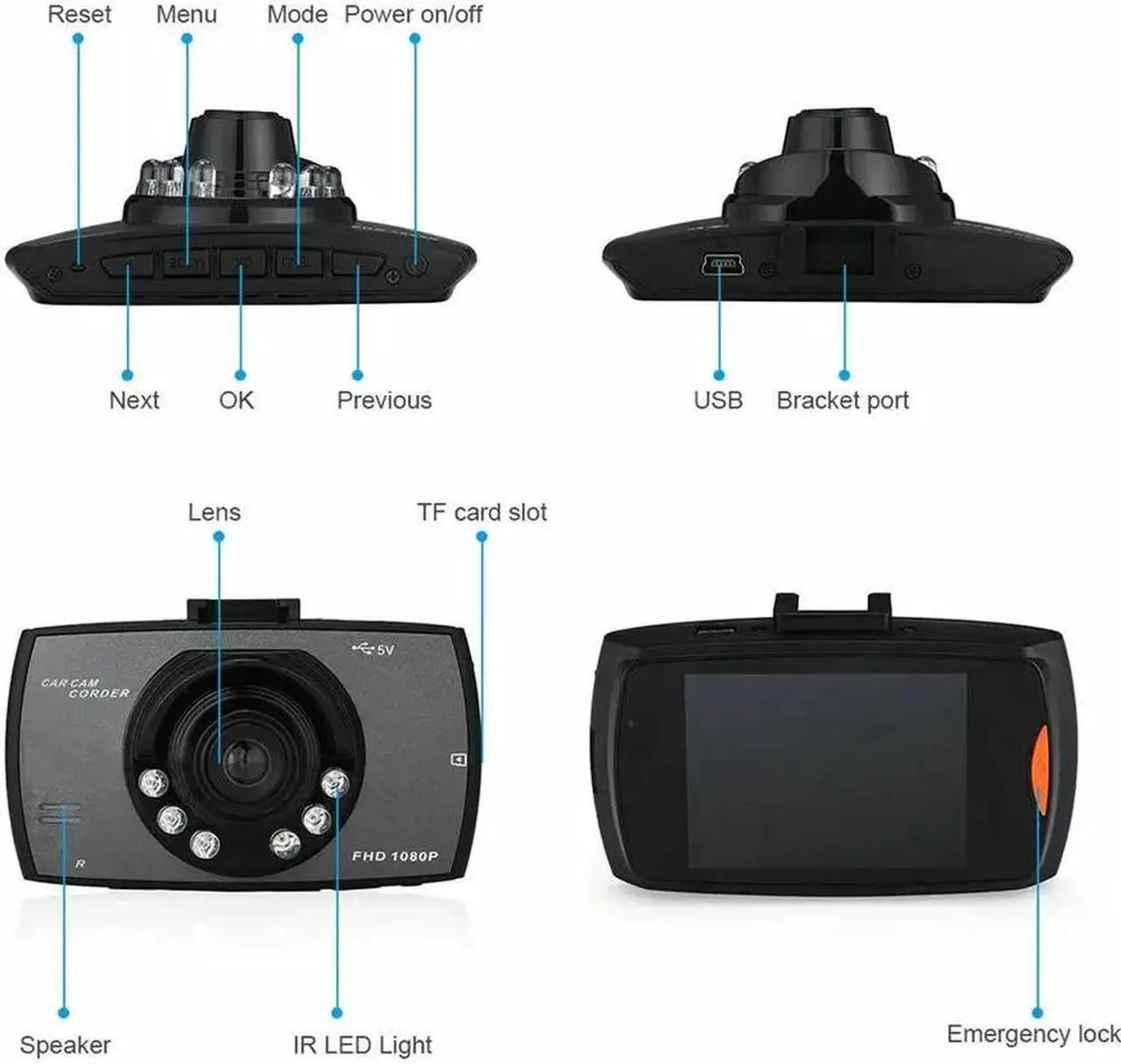 Alt view image 6 of 7 - 2.7'' Full HD 1080P Dash Cam Car DVR Front & Rear Camera Night Vision G-Sensor
