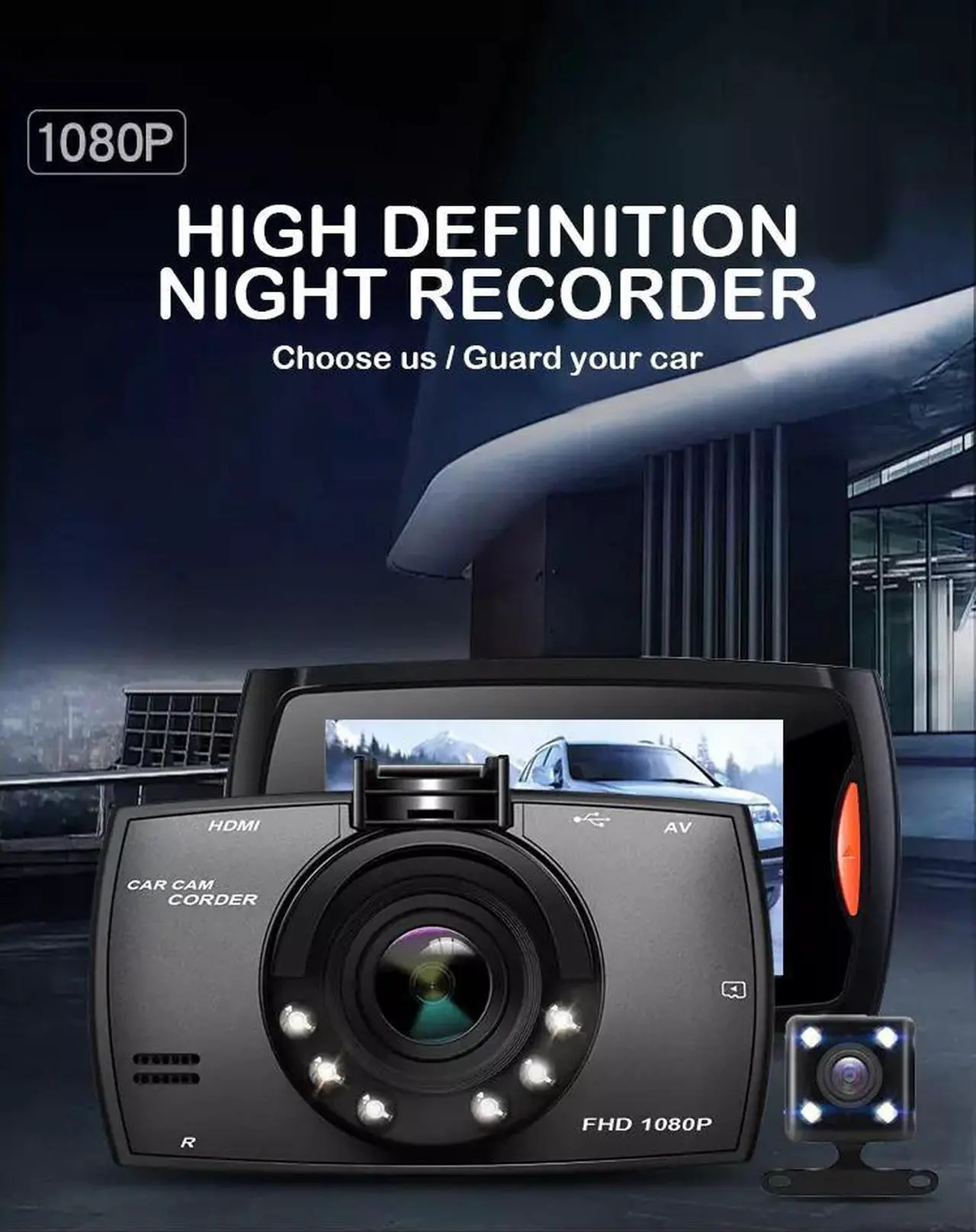 Alt view image 5 of 7 - 2.7'' Full HD 1080P Dash Cam Car DVR Front & Rear Camera Night Vision G-Sensor