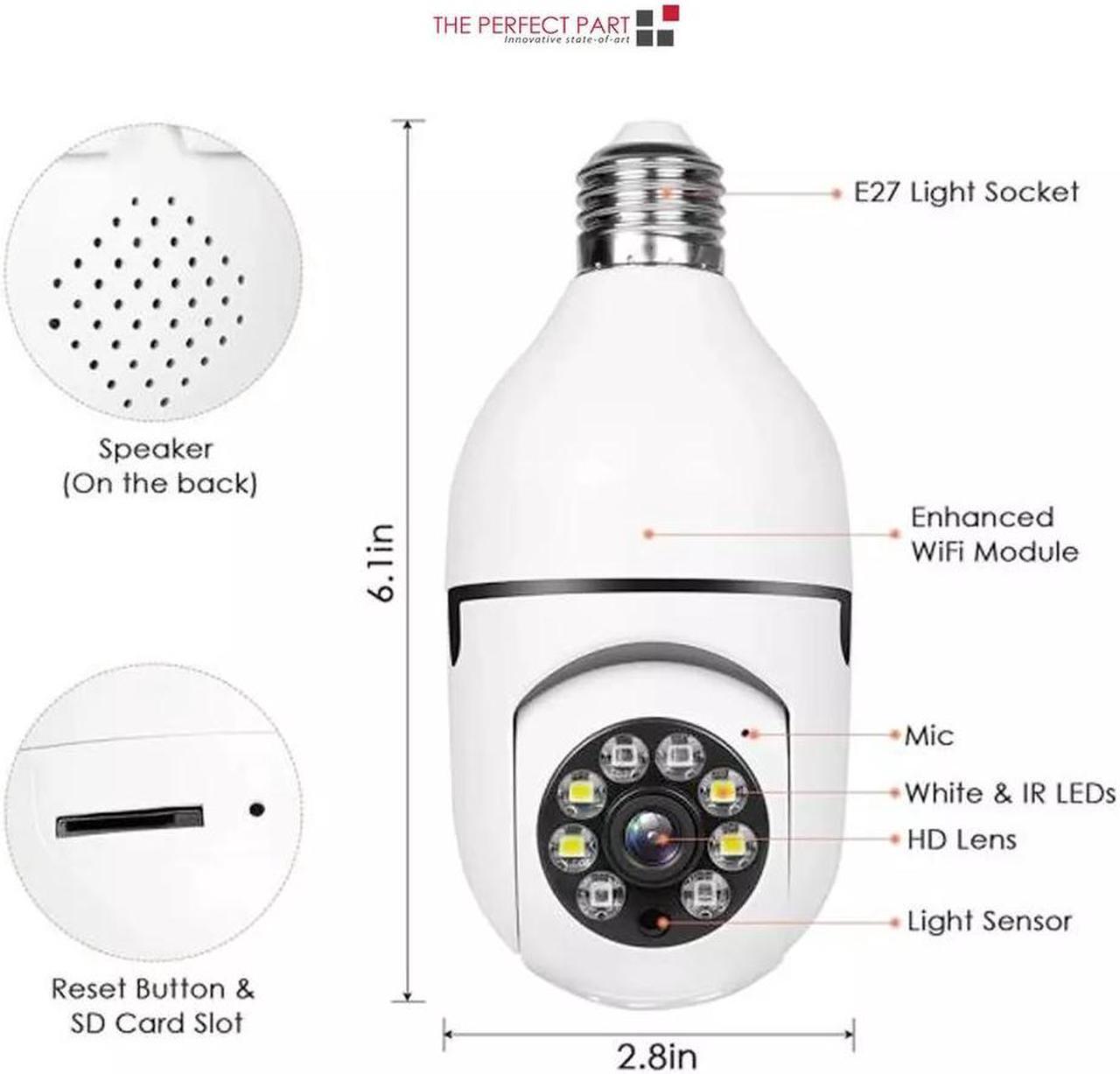 Alt view image 5 of 7 - 360° 1080P IP E27 Light Bulb Camera Wi-Fi IR Night Smart Home Wireless Security