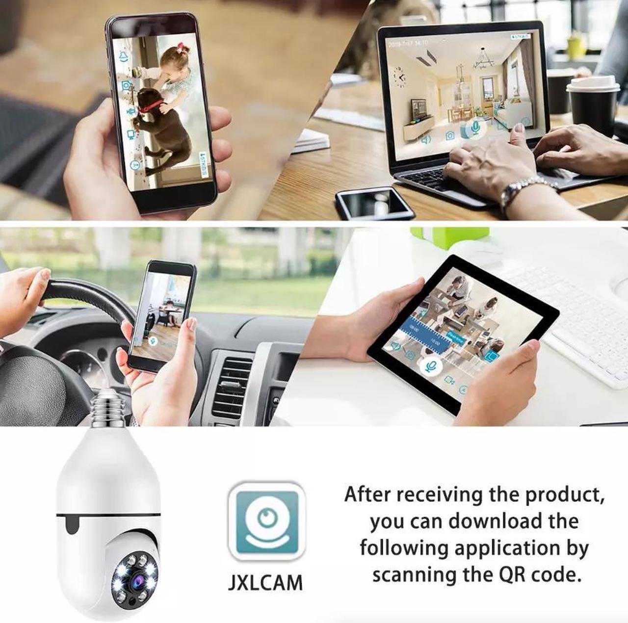 Alt view image 6 of 7 - 360° 1080P IP E27 Light Bulb Camera Wi-Fi IR Night Smart Home Wireless Security