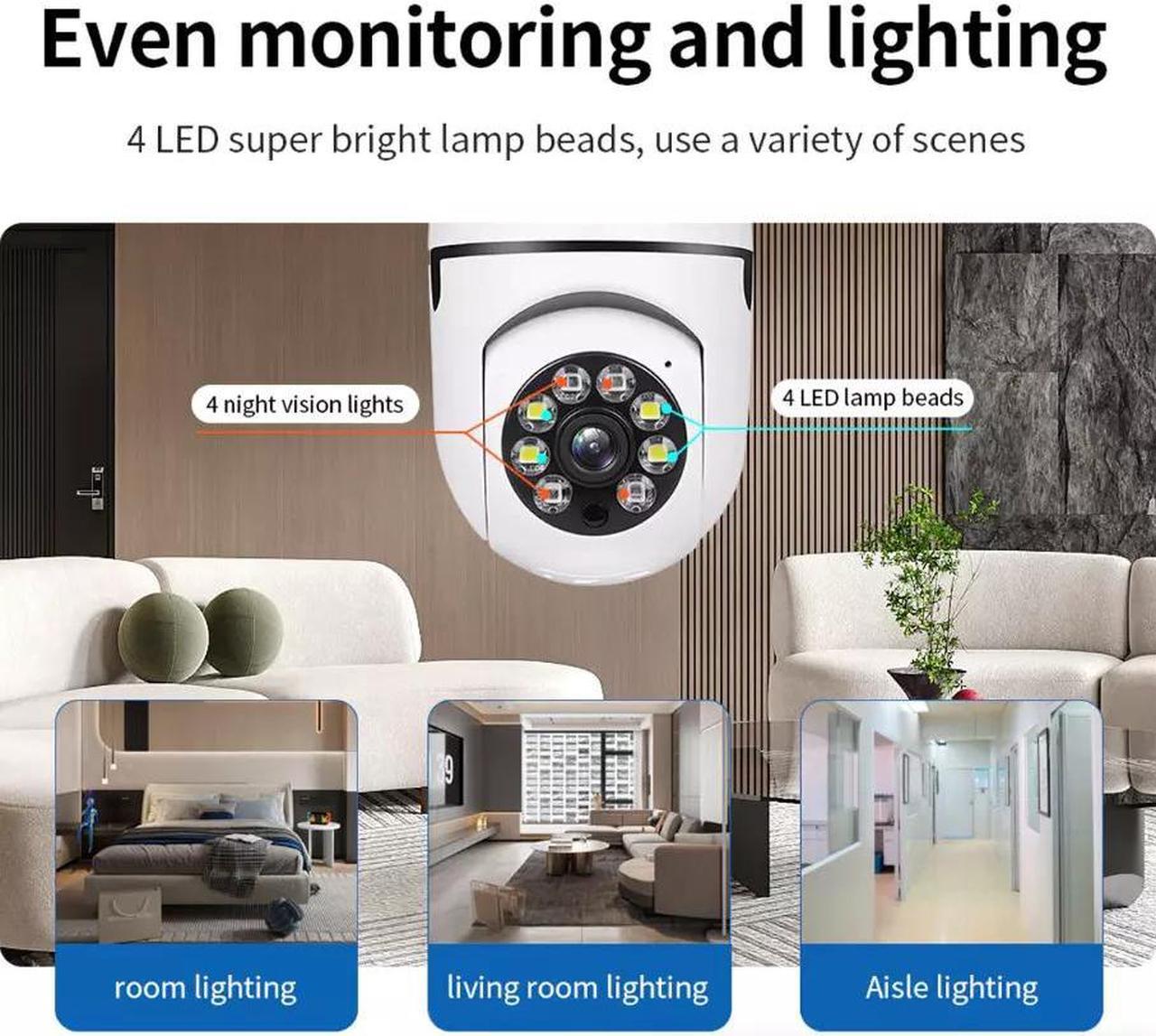 Alt view image 2 of 7 - 360° 1080P IP E27 Light Bulb Camera Wi-Fi IR Night Smart Home Wireless Security