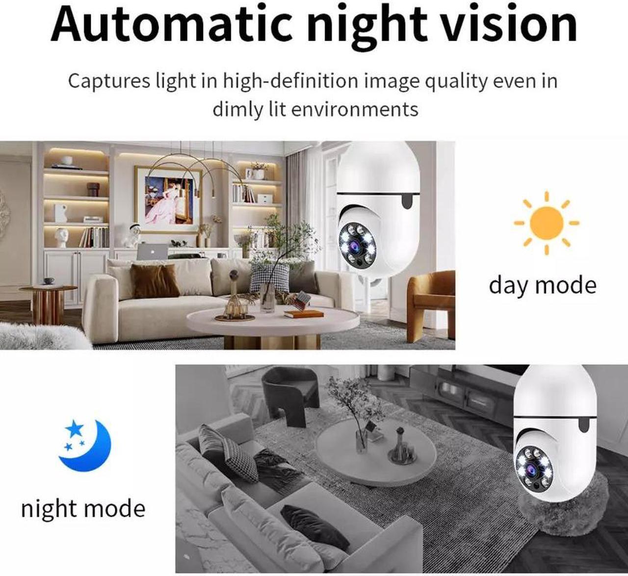 Alt view image 7 of 7 - 360° 1080P IP E27 Light Bulb Camera Wi-Fi IR Night Smart Home Wireless Security