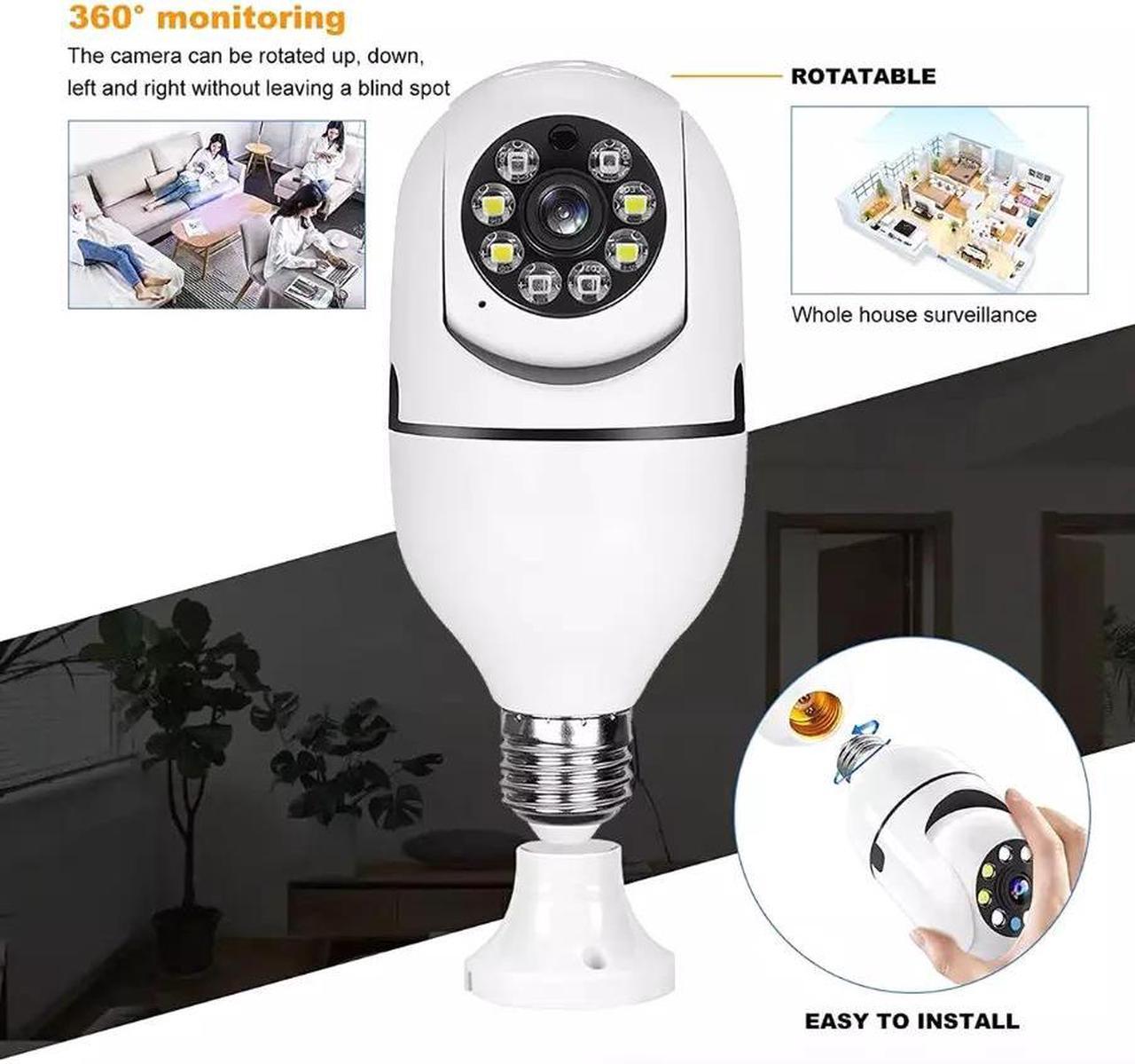 Alt view image 3 of 7 - 360° 1080P IP E27 Light Bulb Camera Wi-Fi IR Night Smart Home Wireless Security