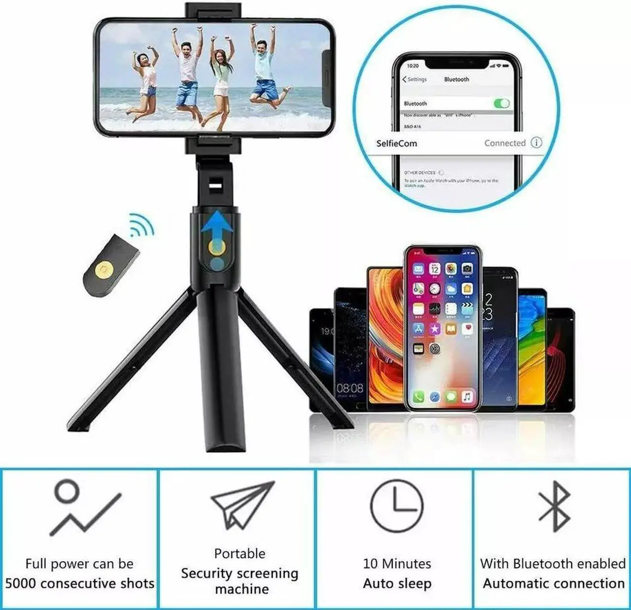 Alt view image 3 of 7 - Selfie Stick Tripod Remote Desktop Stand Cell Phone Holder For iPhone US