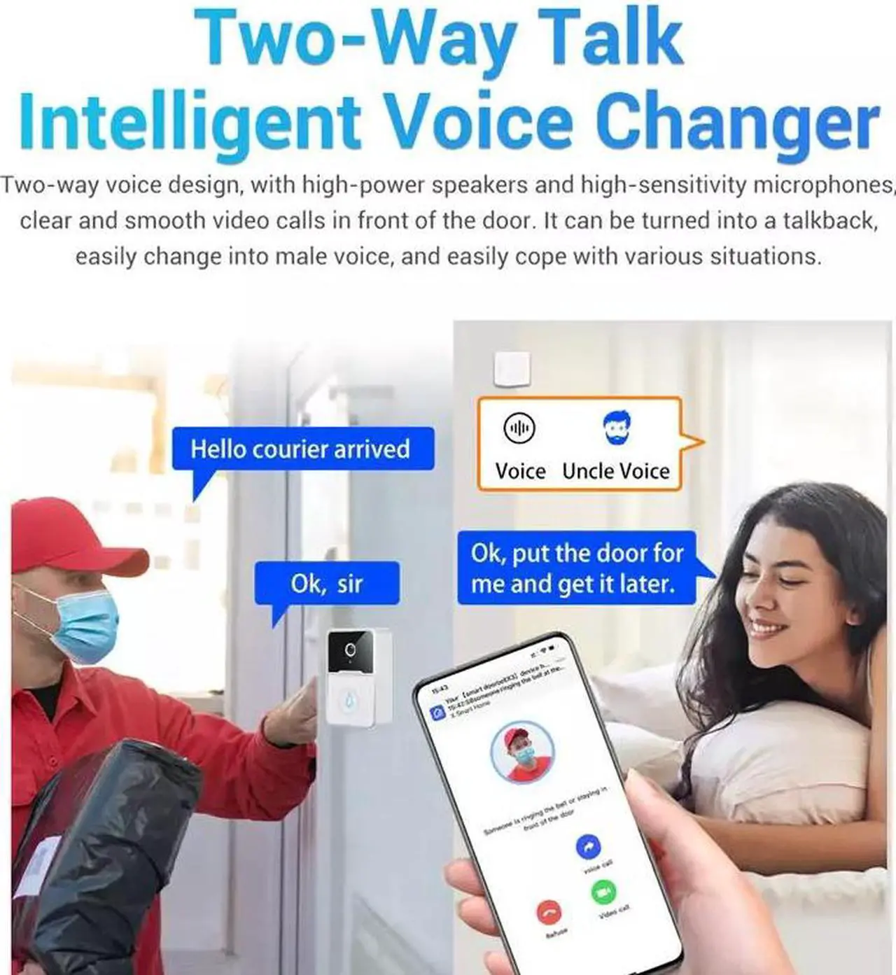 Alt view image 3 of 7 - Wireless Security Smart WiFi Doorbell Intercom Video Camera Door Ring Bell Chime