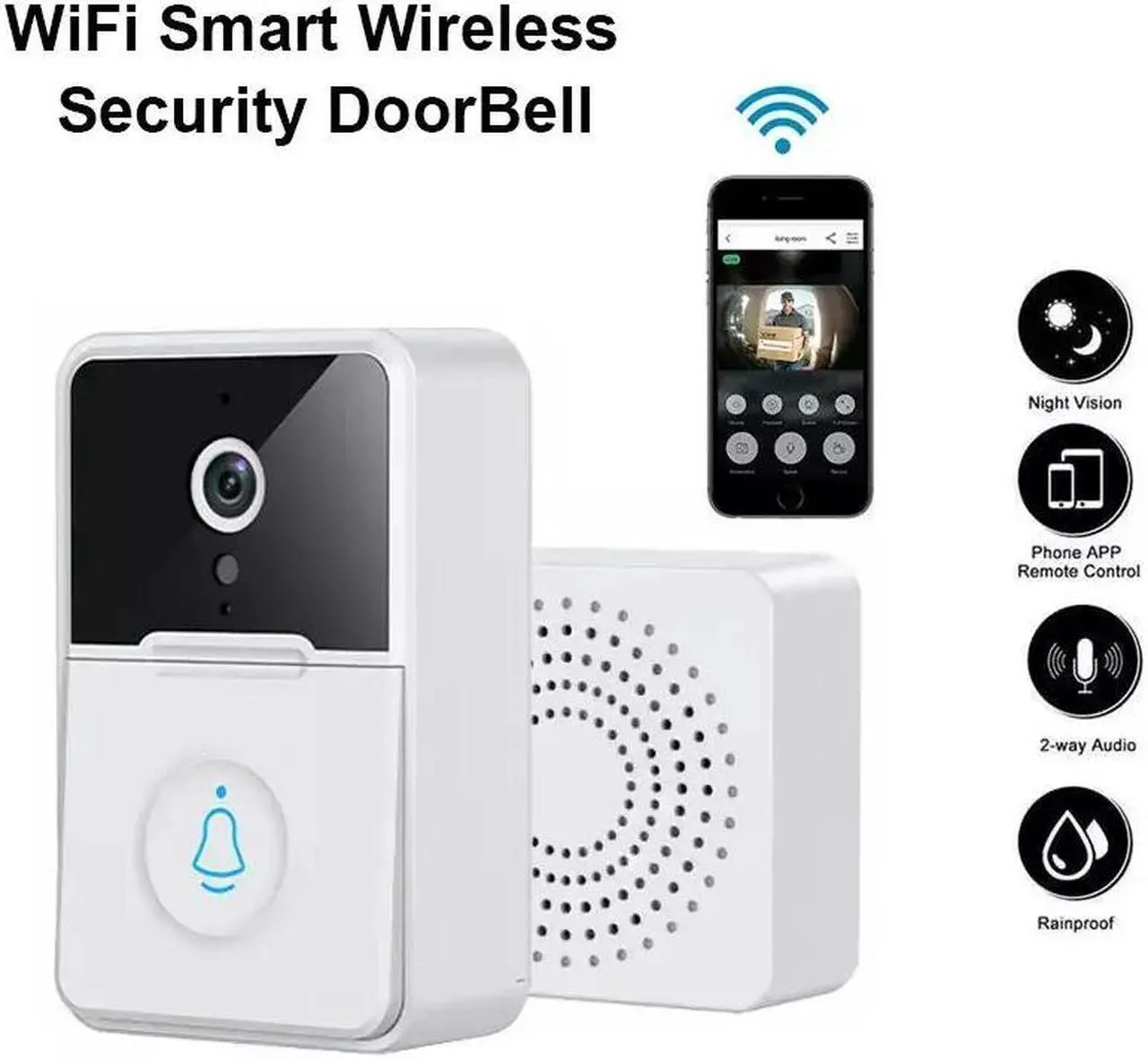 Alt view image 6 of 7 - Wireless Security Smart WiFi Doorbell Intercom Video Camera Door Ring Bell Chime