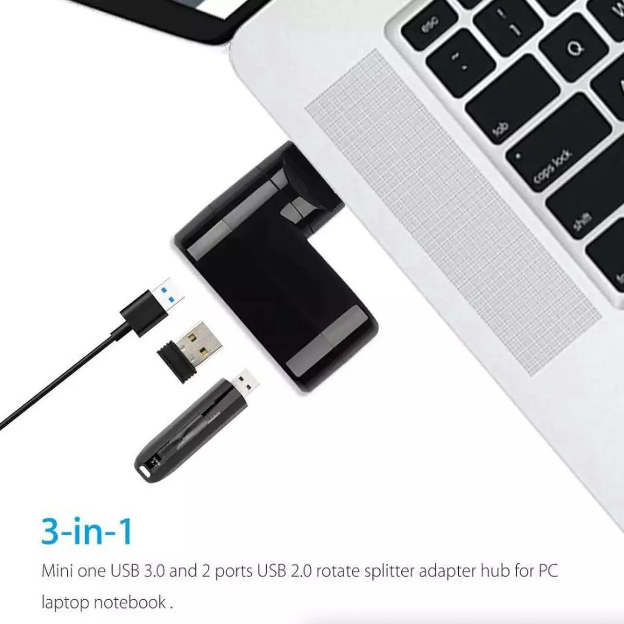 Alt view image 3 of 7 - High Speed 3 Port USB 3.0 Multi HUB Splitter Expansion Desktop PC Laptop Adapter