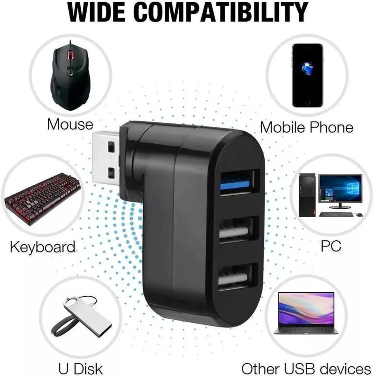 Main image of High Speed 3 Port USB 3.0 Multi HUB Splitter Expansion Desktop PC Laptop Adapter