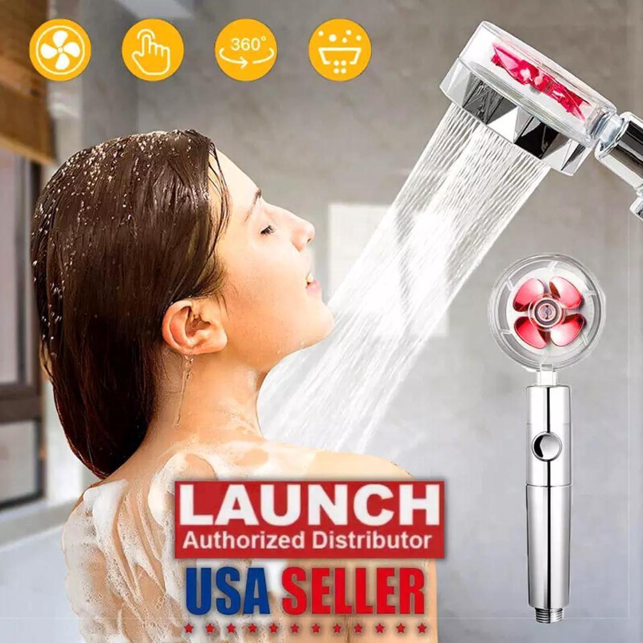 Alt view image 2 of 7 - Handheld Propeller Turbo Fan Hydro Jet Spinning Shower Head High Pressure Spa