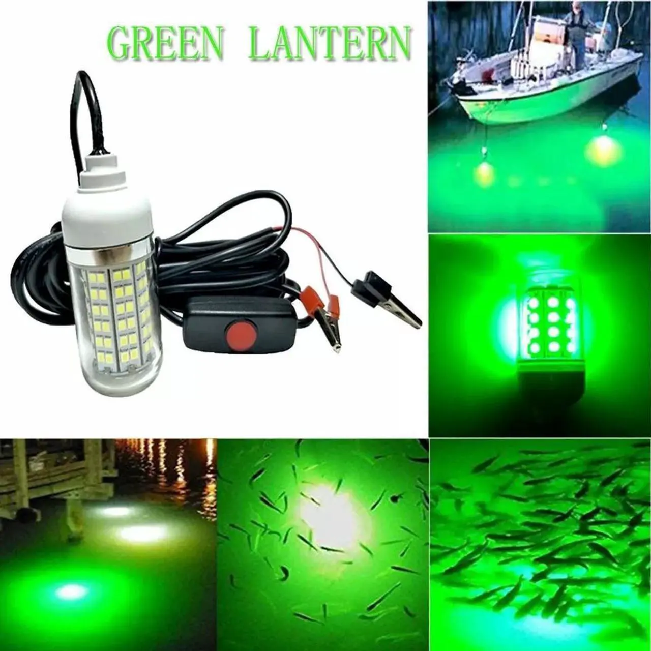 Alt view image 4 of 7 - 12V LED GREEN UNDERWATER SUBMERSIBLE NIGHT FISHING LIGHT crappie ice squid boat