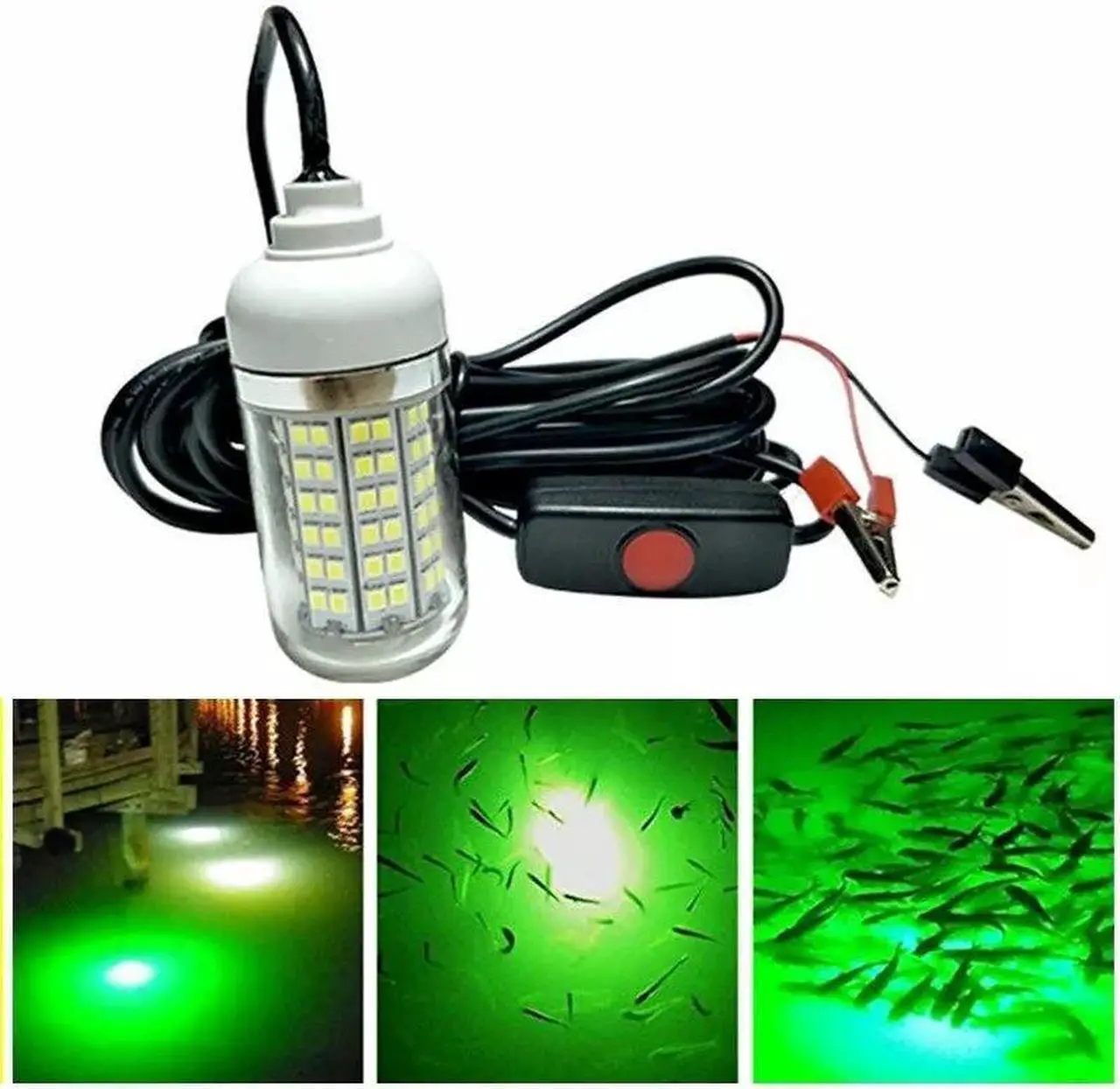 Main image of 12V LED GREEN UNDERWATER SUBMERSIBLE NIGHT FISHING LIGHT crappie ice squid boat