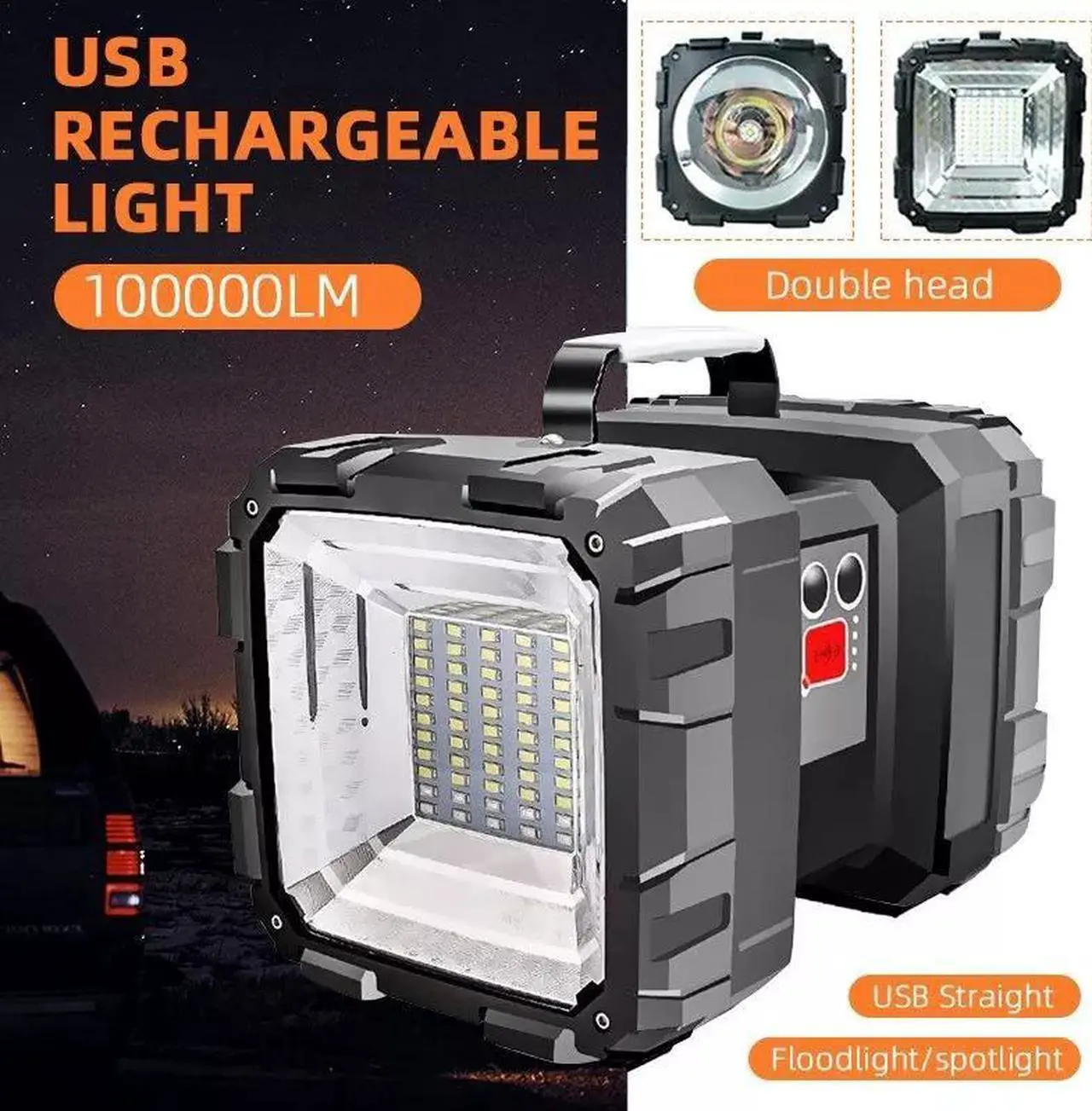 Alt view image 6 of 7 - USB Rechargeable Portable Super Bright LED Searchlight Handheld light Flashlight