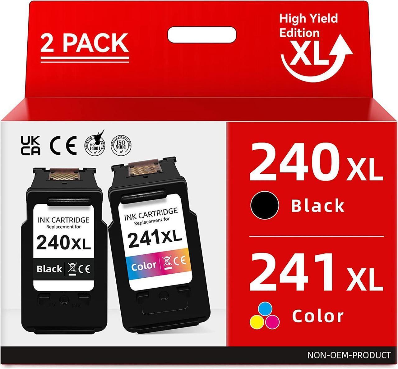 High Yield for Canon ink 240 241 XL, for Canon PG-240XL CL-241XL Black Color Ink Cartridge, Compatible for MG3620 MX532 MG3520 MX472 MG4220 TS5120 MG2120 MG2220 MG3220 MG3600 MX452 Printer