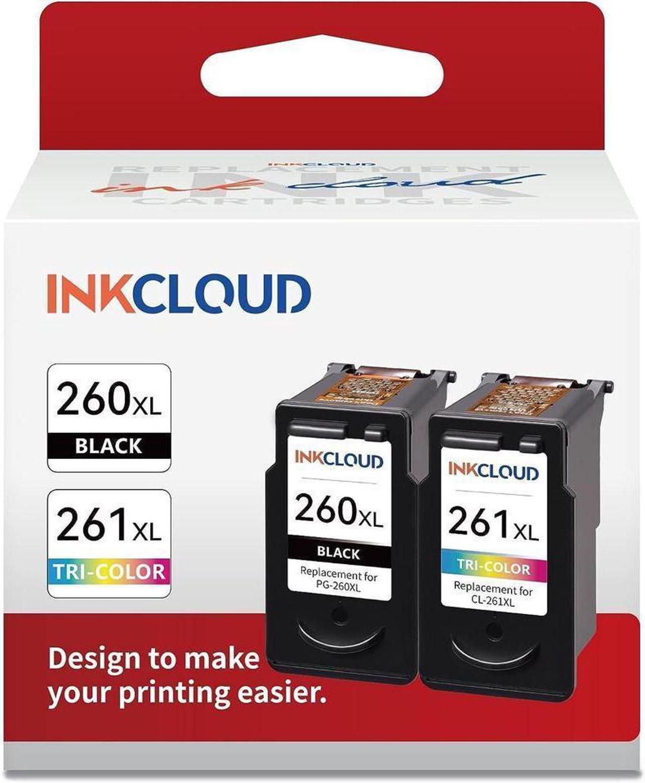 PG-260 XL CL-261 XL Ink Cartridges Compatible with 260XL 261XL PG-260 XL CL-261 XL Combo Pack Work with TS5320 TS6420 TR7020 All in One Wireless Printer (1 Black,1 Tri-Color, 2Pack)