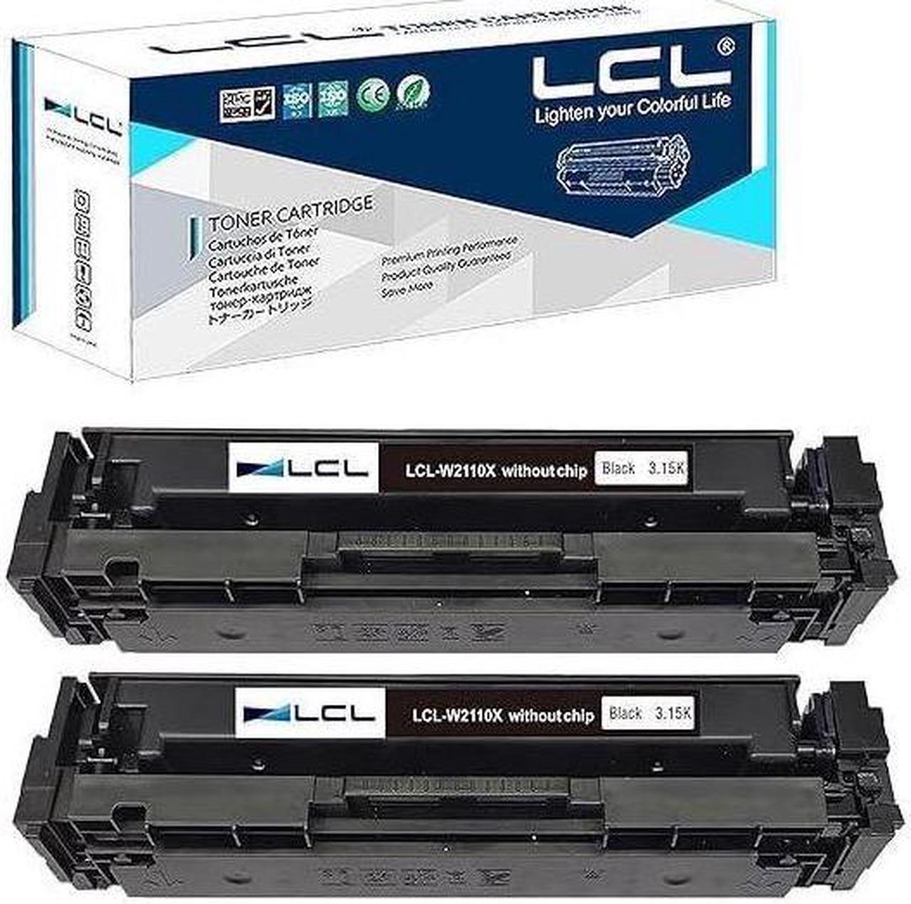 Without Chip LCL Compatible for 206A 206X W2110A W2110X (2-Pack Black) Toner Cartridge for Color Laserjet PRO MFP M255 M255DW M255NW M282N 282NW M283 283FW M283FDW M283cdw Series Printer