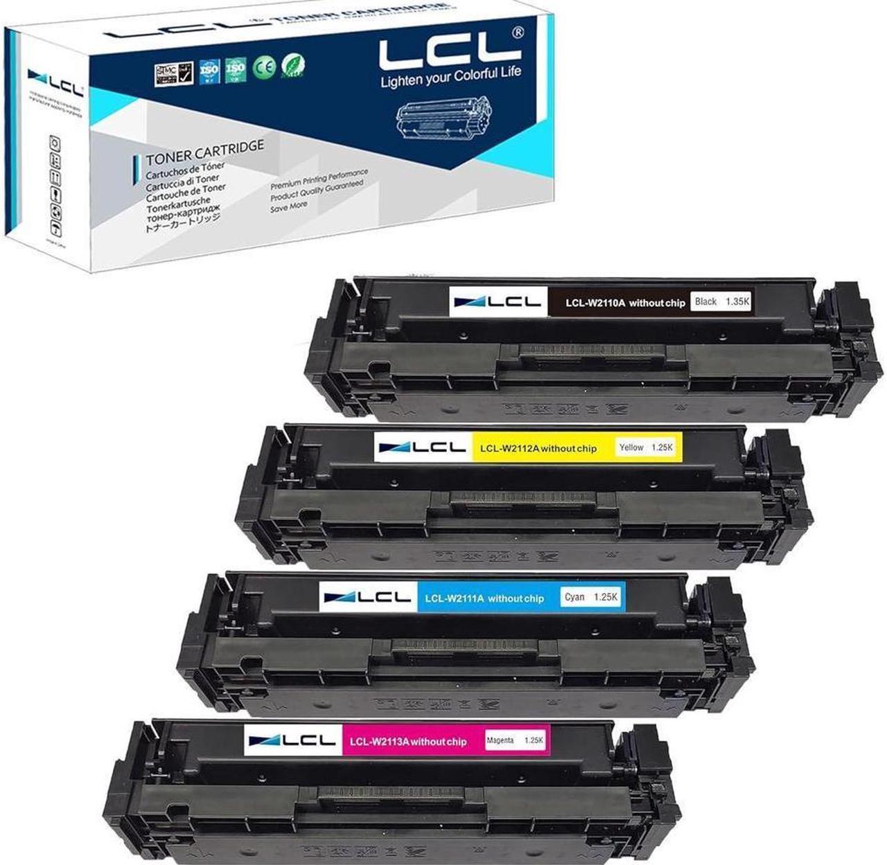 Without Chip LCL Compatible for 206A 206X W2110A W2110X W2111A W2112A W2113A (4-Pack,Black Cyan Magenta Yellow) Toner Cartridge for Color Laserjet PRO MFP M255 M255DW M255NW 282NW 283FW M283FDW