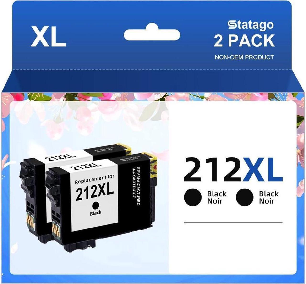 Statago Remanufactured Replacement for 212XL Black Ink Cartridges 212XL 212 XL T212XL T212 Ink for Workforce WF-2850 WF-2830 Expression Home XP-4100 XP-4105 Printer Ink (2 Black)