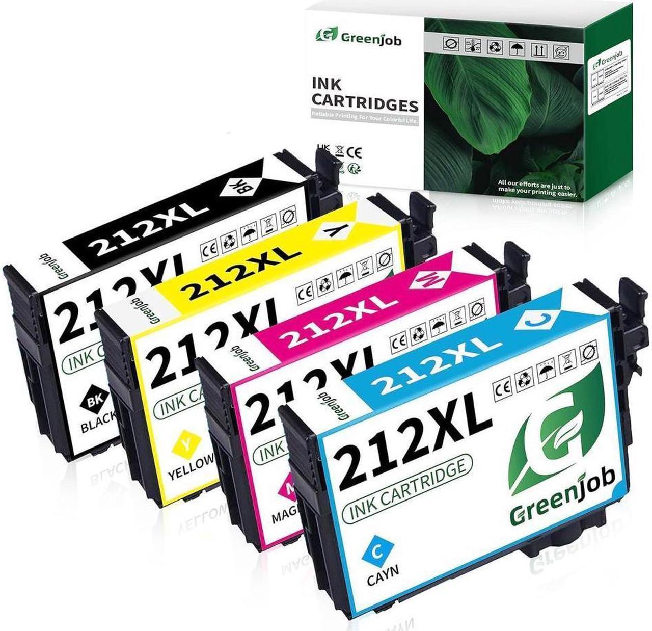 Greenjob 212XL Remanufactured Ink Cartridges Replacement for 212 Ink Cartridges 212 XL T212XL T212 to use with Expression XP-4100 XP-4105 Workforce WF-2830 WF-2850 Printer (4 Pack)