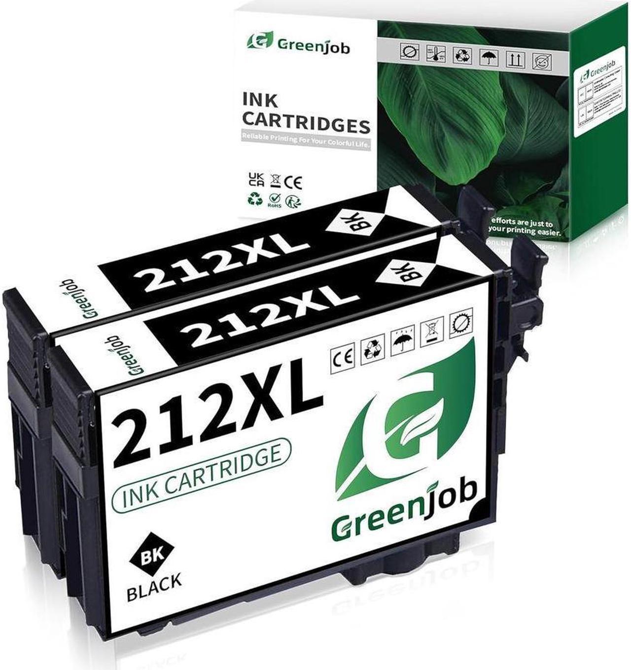 Greenjob 212XL Black Ink Remanufactured Replacement for 212 Black Ink Cartridges 2 Pack 212 XL T212XL T212 for Workforce WF-2830 WF-2850 Expression Home XP-4100 XP-4105 Printer (2 Black)